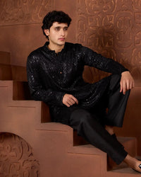 Sky Aura Premium Kurta Set with Refined Embroidery - AgapiMen's Kurtha