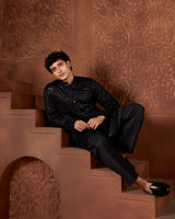 Sky Aura Premium Kurta Set with Refined Embroidery - AgapiMen's Kurtha