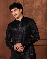 Sky Aura Premium Kurta Set with Refined Embroidery - AgapiMen's Kurtha