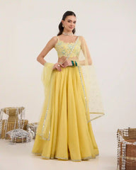 Solea Lemon Yellow Silk Lehenga