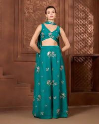 Teal Palazzo Set - AgapiSharara Set