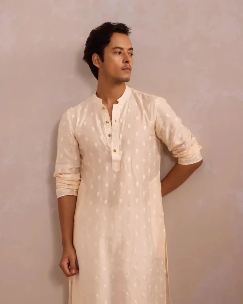 White Majesty Kurtha - AgapiMen's Kurthi
