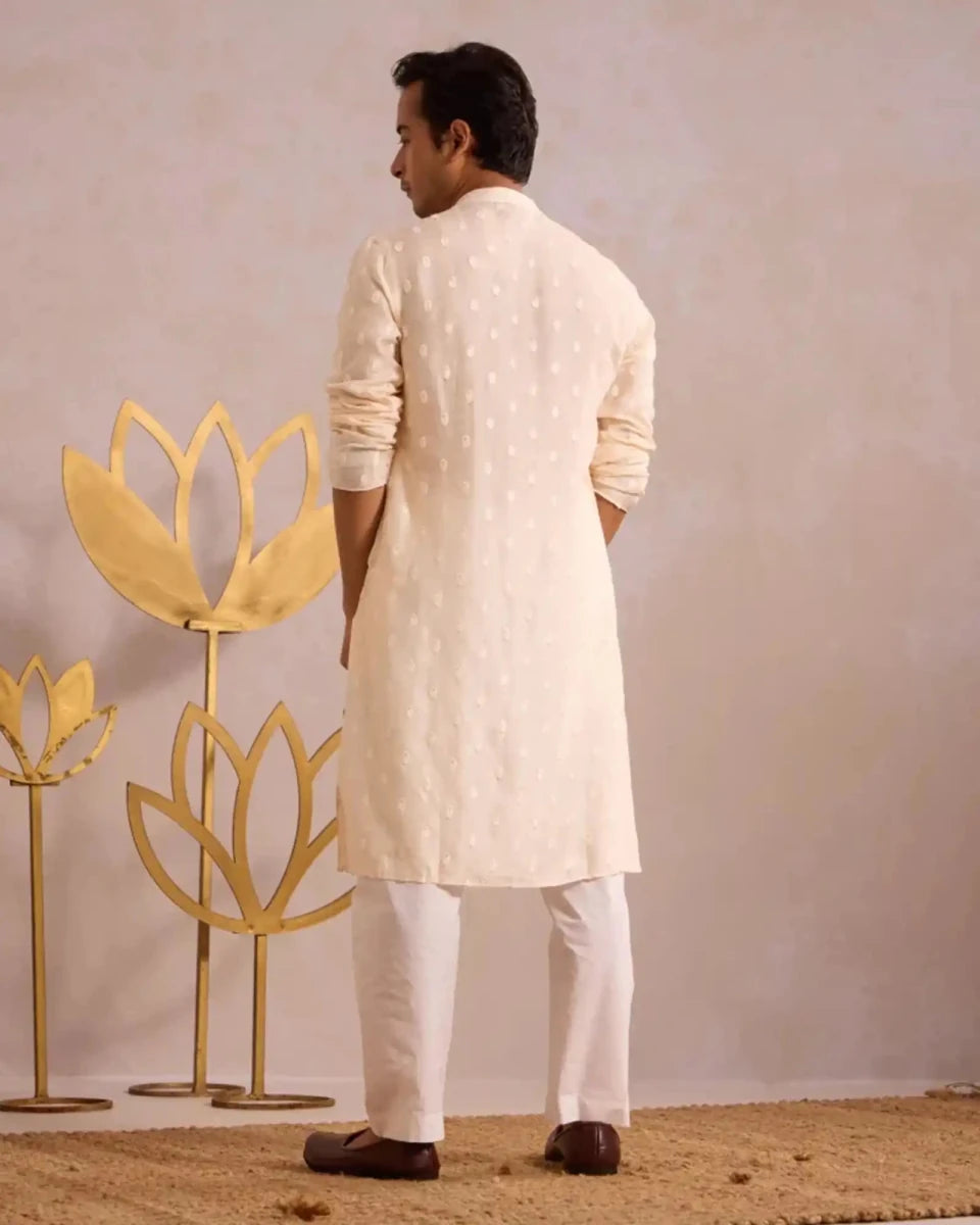 White Majesty Kurtha - AgapiMen's Kurthi