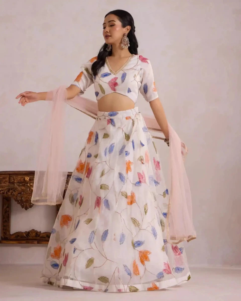White Tulip Lehenga for Bridal & Festive Occasion Wear - AgapiLehengas