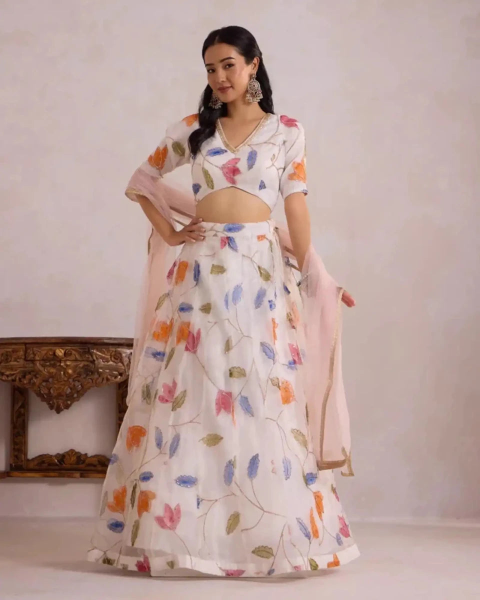 White Tulip Lehenga for Bridal & Festive Occasion Wear - AgapiLehengas