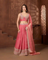 Zehra Coral Lehenga Set for Wedding & Festive Occasion Wear - AgapiLehengas