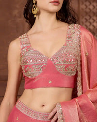 Zehra Coral Lehenga Set for Wedding & Festive Occasion Wear - AgapiLehengas
