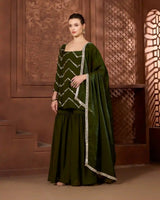 Zehra Emerald green Gharara Set - AgapiGharara Set