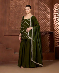 Zehra Emerald green Gharara Set - AgapiGharara Set