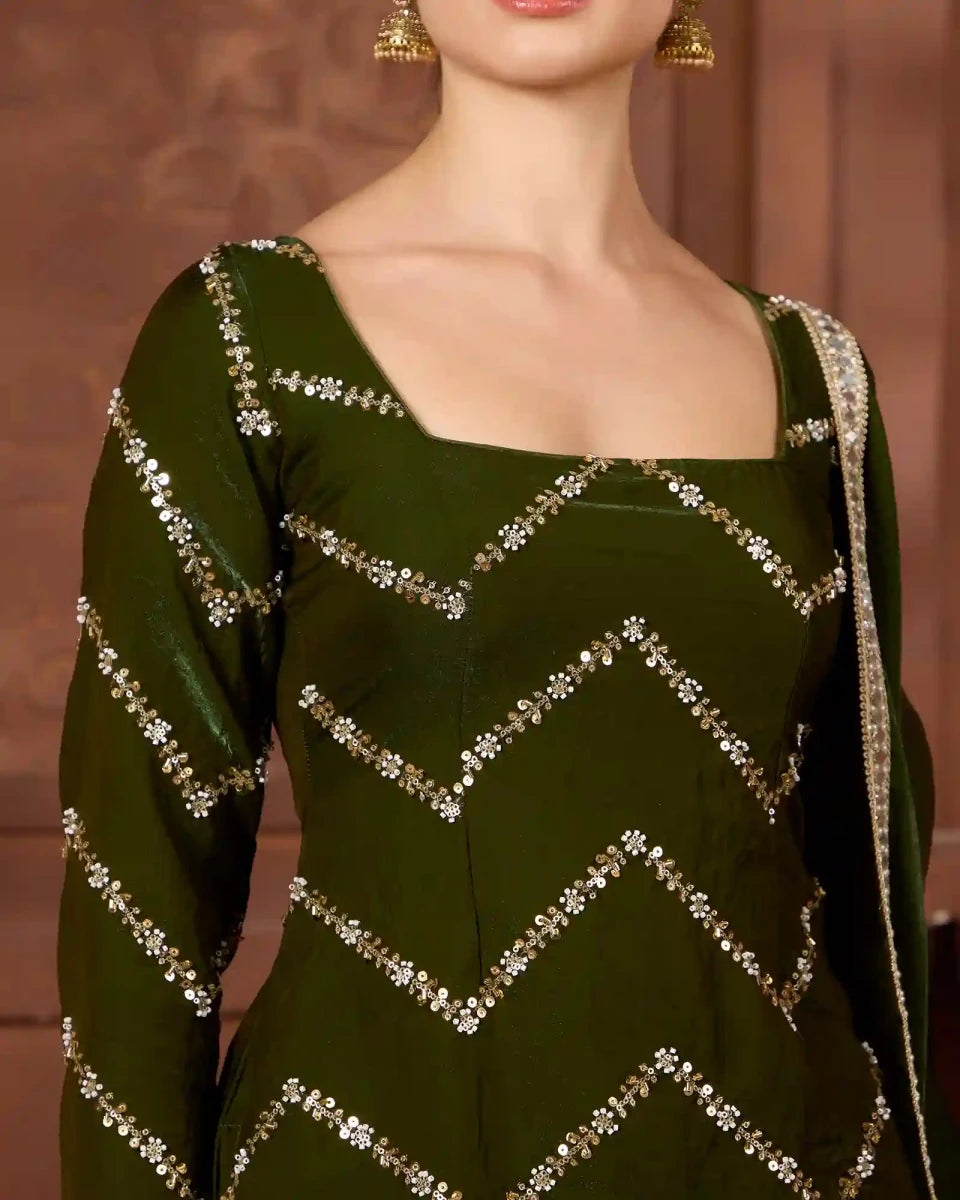 Zehra Emerald green Gharara Set - AgapiGharara Set
