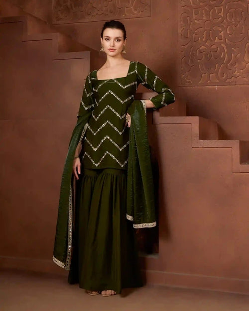 Zehra Emerald green Gharara Set - AgapiGharara Set