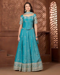Ziya Teal Lehenga Set for Wedding & Festive Occasion Wear - AgapiLehengas