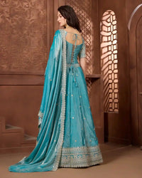 Ziya Teal Lehenga Set for Wedding & Festive Occasion Wear - AgapiLehengas